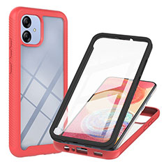 Carcasa Bumper Funda Silicona Transparente 360 Grados YB1 para Samsung Galaxy F04 Rojo