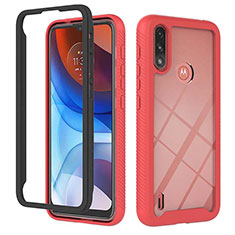 Carcasa Bumper Funda Silicona Transparente 360 Grados YB2 para Motorola Moto E7 Power Rojo