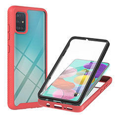 Carcasa Bumper Funda Silicona Transparente 360 Grados YB2 para Samsung Galaxy A51 5G Rojo