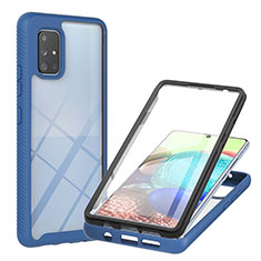 Carcasa Bumper Funda Silicona Transparente 360 Grados YB2 para Samsung Galaxy A71 5G Azul