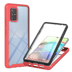 Carcasa Bumper Funda Silicona Transparente 360 Grados YB2 para Samsung Galaxy A71 5G Rojo