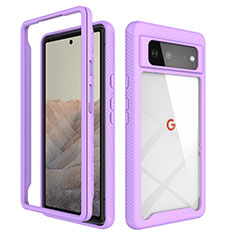 Carcasa Bumper Funda Silicona Transparente 360 Grados ZJ1 para Google Pixel 6 5G Purpura Claro