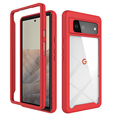 Carcasa Bumper Funda Silicona Transparente 360 Grados ZJ1 para Google Pixel 6 5G Rojo