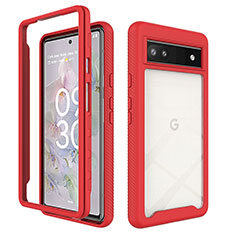 Carcasa Bumper Funda Silicona Transparente 360 Grados ZJ1 para Google Pixel 6a 5G Rojo