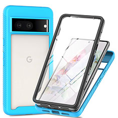 Carcasa Bumper Funda Silicona Transparente 360 Grados ZJ1 para Google Pixel 7 5G Azul Cielo