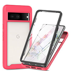 Carcasa Bumper Funda Silicona Transparente 360 Grados ZJ1 para Google Pixel 7 5G Rosa Roja