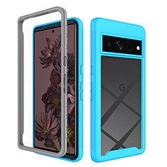 Carcasa Bumper Funda Silicona Transparente 360 Grados ZJ1 para Google Pixel 7 Pro 5G Azul Cielo