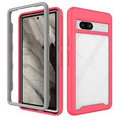 Carcasa Bumper Funda Silicona Transparente 360 Grados ZJ1 para Google Pixel 7a 5G Rosa Roja