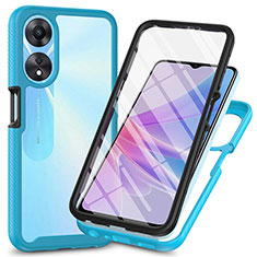 Carcasa Bumper Funda Silicona Transparente 360 Grados ZJ1 para Oppo A58 5G Azul Cielo