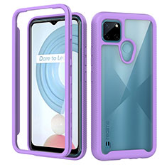 Carcasa Bumper Funda Silicona Transparente 360 Grados ZJ1 para Realme C25Y Purpura Claro