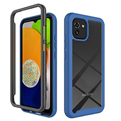 Carcasa Bumper Funda Silicona Transparente 360 Grados ZJ1 para Samsung Galaxy A03 Azul