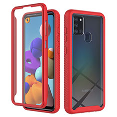 Carcasa Bumper Funda Silicona Transparente 360 Grados ZJ1 para Samsung Galaxy A21s Rojo