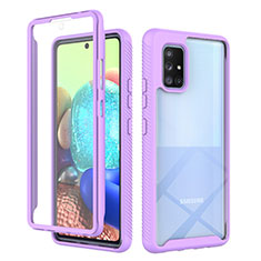 Carcasa Bumper Funda Silicona Transparente 360 Grados ZJ1 para Samsung Galaxy A71 4G A715 Purpura Claro