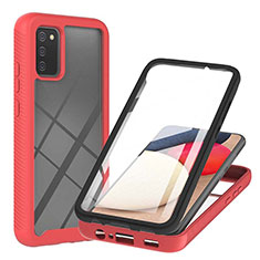 Carcasa Bumper Funda Silicona Transparente 360 Grados ZJ1 para Samsung Galaxy F02S SM-E025F Rojo