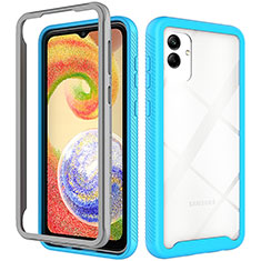 Carcasa Bumper Funda Silicona Transparente 360 Grados ZJ1 para Samsung Galaxy F04 Azul Cielo