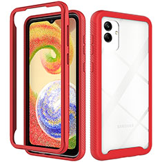 Carcasa Bumper Funda Silicona Transparente 360 Grados ZJ1 para Samsung Galaxy F04 Rojo