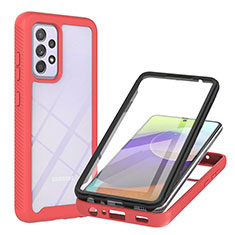 Carcasa Bumper Funda Silicona Transparente 360 Grados ZJ2 para Samsung Galaxy A52 4G Rojo