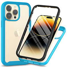 Carcasa Bumper Funda Silicona Transparente 360 Grados ZJ3 para Apple iPhone 13 Pro Azul Cielo