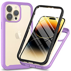 Carcasa Bumper Funda Silicona Transparente 360 Grados ZJ3 para Apple iPhone 13 Pro Purpura Claro