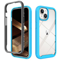 Carcasa Bumper Funda Silicona Transparente 360 Grados ZJ3 para Apple iPhone 14 Azul Cielo