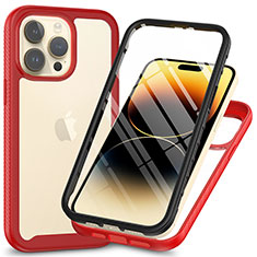 Carcasa Bumper Funda Silicona Transparente 360 Grados ZJ3 para Apple iPhone 15 Pro Max Rojo