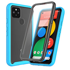 Carcasa Bumper Funda Silicona Transparente 360 Grados ZJ3 para Google Pixel 5 Azul Cielo