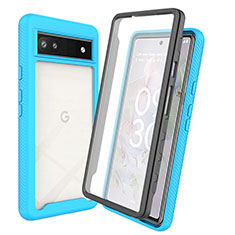 Carcasa Bumper Funda Silicona Transparente 360 Grados ZJ3 para Google Pixel 6a 5G Azul Cielo