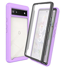 Carcasa Bumper Funda Silicona Transparente 360 Grados ZJ3 para Google Pixel 6a 5G Morado