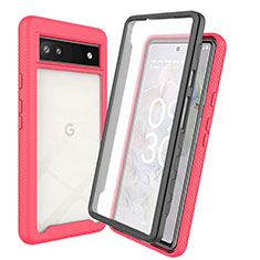 Carcasa Bumper Funda Silicona Transparente 360 Grados ZJ3 para Google Pixel 6a 5G Rosa Roja