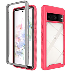 Carcasa Bumper Funda Silicona Transparente 360 Grados ZJ3 para Google Pixel 7 5G Rosa Roja