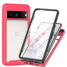 Carcasa Bumper Funda Silicona Transparente 360 Grados ZJ3 para Google Pixel 7a 5G Rosa Roja