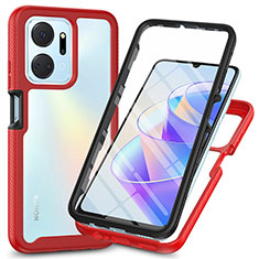 Carcasa Bumper Funda Silicona Transparente 360 Grados ZJ3 para Huawei Honor X7a Rojo