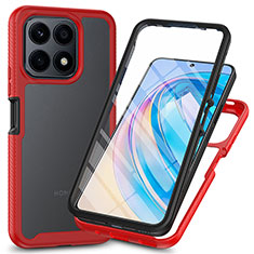 Carcasa Bumper Funda Silicona Transparente 360 Grados ZJ3 para Huawei Honor X8a 4G Rojo