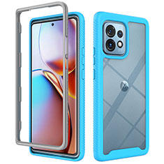 Carcasa Bumper Funda Silicona Transparente 360 Grados ZJ3 para Motorola Moto Edge 40 Pro 5G Azul Cielo