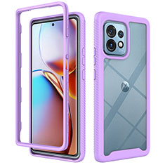 Carcasa Bumper Funda Silicona Transparente 360 Grados ZJ3 para Motorola Moto Edge 40 Pro 5G Morado