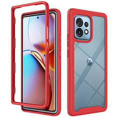 Carcasa Bumper Funda Silicona Transparente 360 Grados ZJ3 para Motorola Moto Edge 40 Pro 5G Rojo