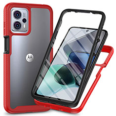 Carcasa Bumper Funda Silicona Transparente 360 Grados ZJ3 para Motorola Moto G13 Rojo