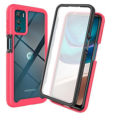 Carcasa Bumper Funda Silicona Transparente 360 Grados ZJ3 para Motorola Moto G42 Rosa Roja