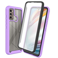 Carcasa Bumper Funda Silicona Transparente 360 Grados ZJ3 para Motorola Moto G60 Morado