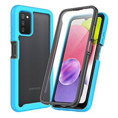 Carcasa Bumper Funda Silicona Transparente 360 Grados ZJ3 para Samsung Galaxy A03s Azul Cielo