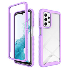 Carcasa Bumper Funda Silicona Transparente 360 Grados ZJ3 para Samsung Galaxy A23 5G Purpura Claro