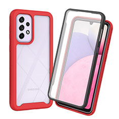 Carcasa Bumper Funda Silicona Transparente 360 Grados ZJ3 para Samsung Galaxy A53 5G Rojo