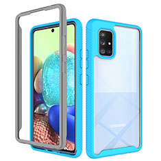 Carcasa Bumper Funda Silicona Transparente 360 Grados ZJ3 para Samsung Galaxy A71 5G Azul Cielo