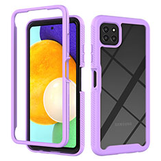 Carcasa Bumper Funda Silicona Transparente 360 Grados ZJ3 para Samsung Galaxy F42 5G Purpura Claro