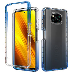 Carcasa Bumper Funda Silicona Transparente 360 Grados ZJ3 para Xiaomi Poco X3 Pro Azul