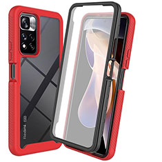 Carcasa Bumper Funda Silicona Transparente 360 Grados ZJ3 para Xiaomi Poco X4 NFC Rojo