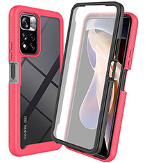 Carcasa Bumper Funda Silicona Transparente 360 Grados ZJ3 para Xiaomi Poco X4 NFC Rosa Roja