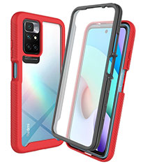 Carcasa Bumper Funda Silicona Transparente 360 Grados ZJ3 para Xiaomi Redmi 10 (2022) Rojo