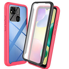 Carcasa Bumper Funda Silicona Transparente 360 Grados ZJ3 para Xiaomi Redmi 9 Activ Rosa Roja