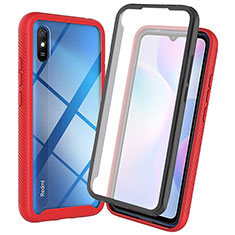 Carcasa Bumper Funda Silicona Transparente 360 Grados ZJ3 para Xiaomi Redmi 9A Rojo